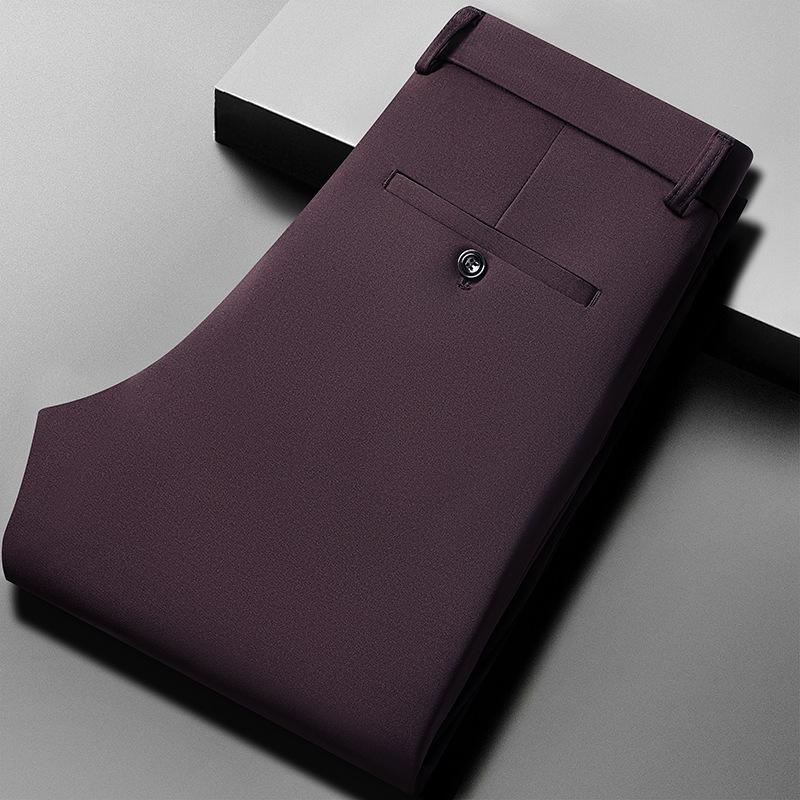 

Men s Summer Business Casual Ice Silk Quick-Dry Pants - Straight-Leg, Nine-Point, Light and Formal for Young and Middle-Aged 33 бордовый