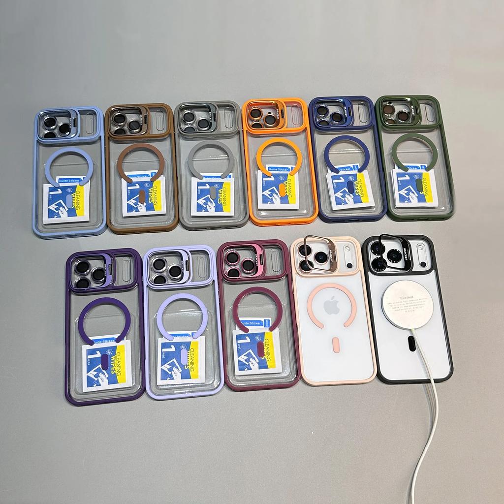 Magnetic Lens Film Protector Stand Case for IPhone 18 Pro Max 18Pro 17 16 15 14 13 12 Pro Max for Magsafe Shockproof Clear Cover