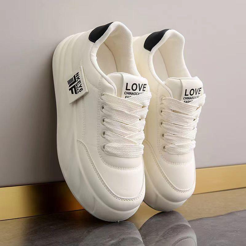 Platform White Shoes Women's New Spring and Autumn Small Sports Board Shoes Students' Platform Casual Pumps