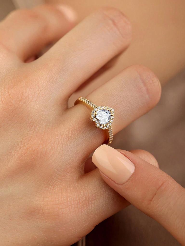 Gorgeous Zircon Shiny Love Heart Ring for Women Engagement Wedding Real 925 Silver Luxury High Quality Fine Jewelry