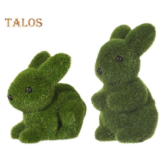 

2 шт., статуэтка пасхального кролика, зеленая пушистая фигурка кролика, садовый весенний декор, украшение кролика на Пасху, настольное украшение для двора Rabbit