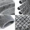 Winter Men Knitted Gloves Warm Full Fingers Touch Screen Anti-Slip Gloves for Cycling Running Driving Hiking Camping Work Mitten