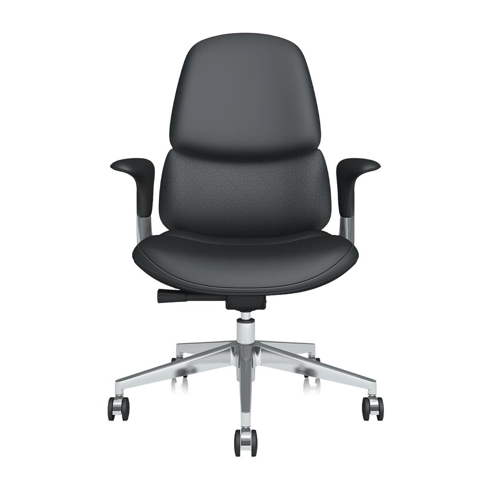 Mid-back leather chair with simple adjustment