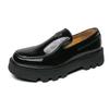 Men's shoes spring glossy foot leather shoes men's platform heightening loafers nightclub hairstylist lazy shoes men