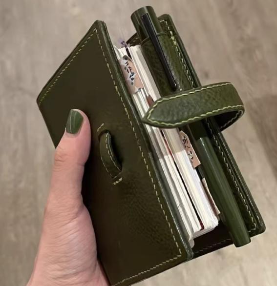Luxury Custom Leather Journal Notebook Hardcover Spiral Binder Diary Notebook School Pocket Notebooks with Pen Slot (Green,80 Pages-80g Dowling Paper&M5:9*12cm)