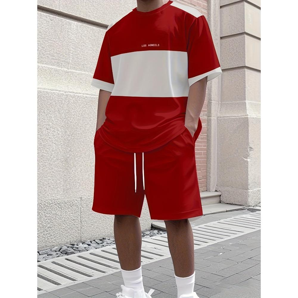 Men's sports set two-piece round neck short sleeved top and shorts men's running set plus size T-shirt men's summer T-shirt