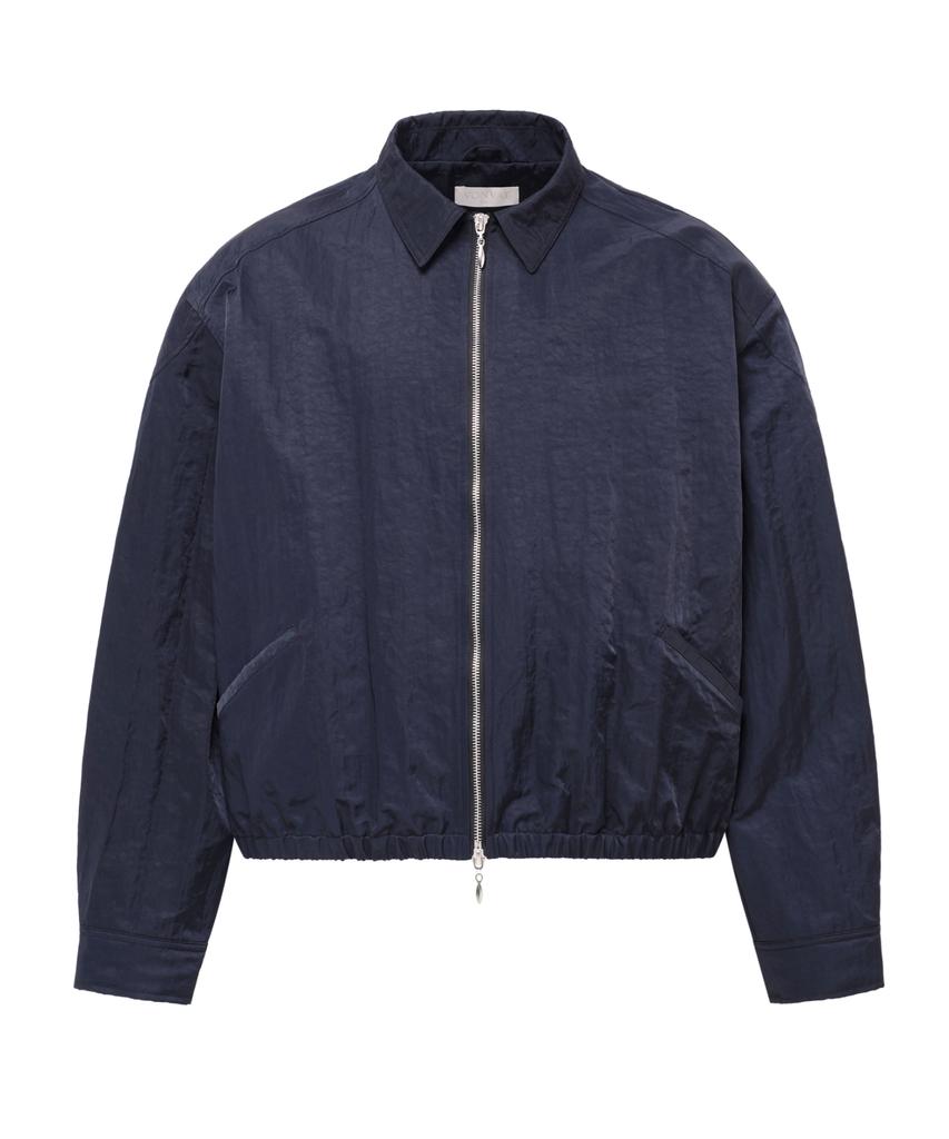 Vonvat Shoulder Pad Zip-Up Shirt Jacket (Navy)