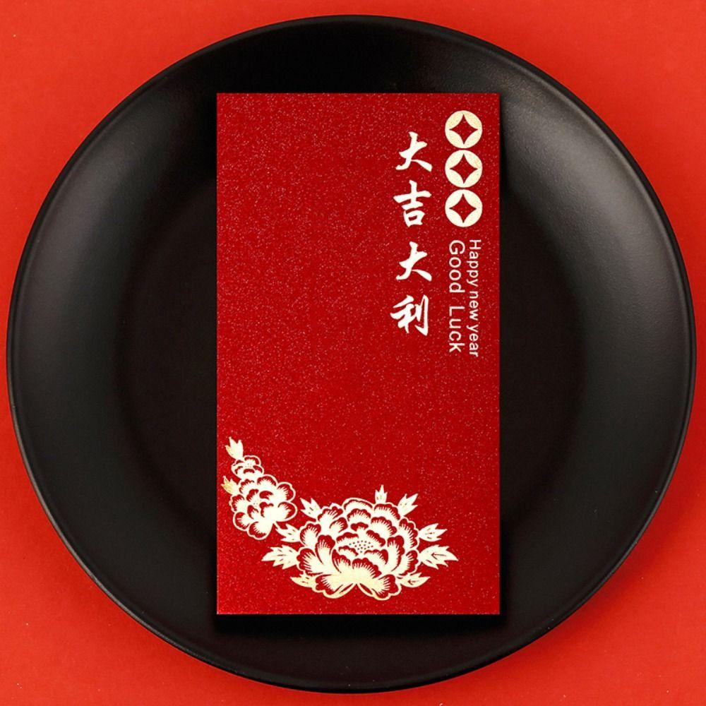 6 Stück Glückliche Rote Umschläge Chinesischer Stil Goldfolien-Design Bargeldgeschenkumschläge Neujahrssegen 2026 Glück Geldbeutel