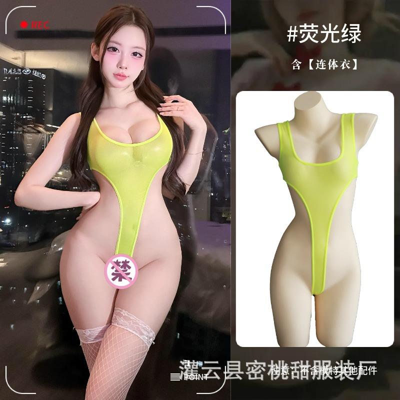 Sex Underwear Thin Transparent High Split Suspender Onesie Sexy Mesh Perspective Bikini Pajamas