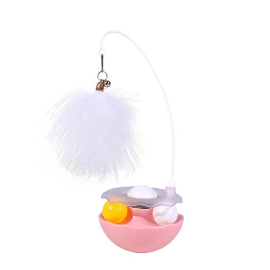 4-in-1 Interactive Cat Feather Toy for Indoor Cats Tumbler Cat Toy with Ball Track Catnip Ball Teasing Feather Kitten Exercise Toy for All Breeds
