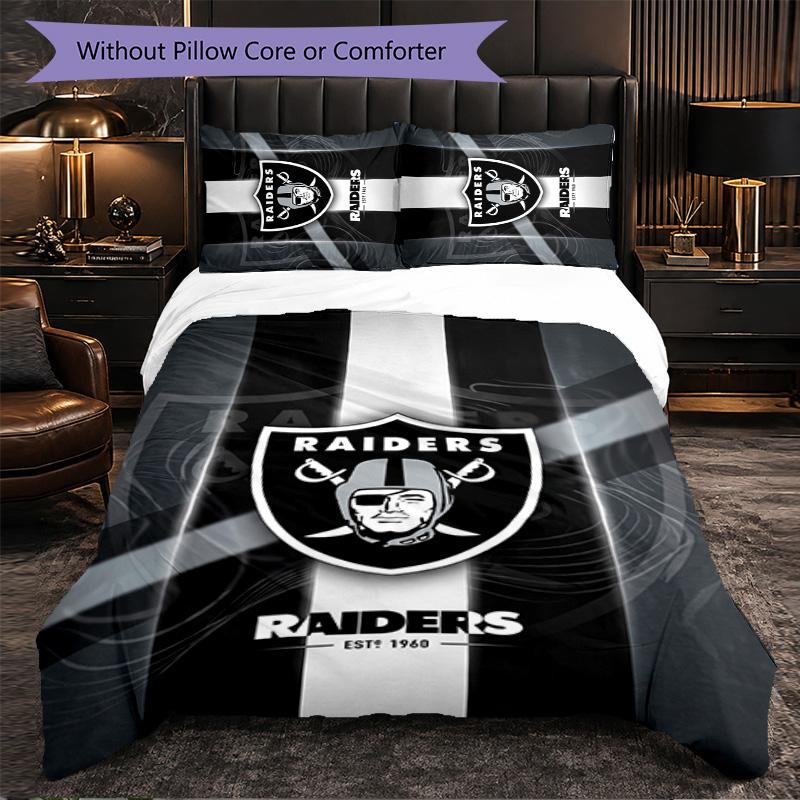 Set Biancheria da Letto 3 Pezzi in Microfibra con Motivo Las Vegas Raiders Decorazione Copripiumino per Camera da Letto Uso Domestico