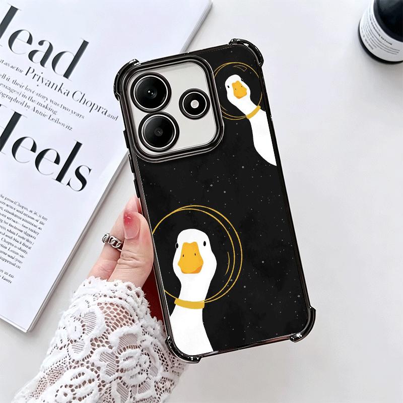 Funny Cartoon Goose Game Plating Phone Case For Xiaomi Redmi Note 14 15 Pro Plus 13 12 11 11S 11T 10 9S 9 5G Anti-Fall Airabag C
