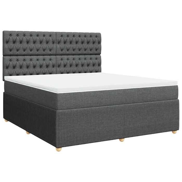 Bettrahmen mit Matratze - 180x200cm - Dunkelgrauer Stoff - Einstellbare LED-Leuchten - 2 Personen