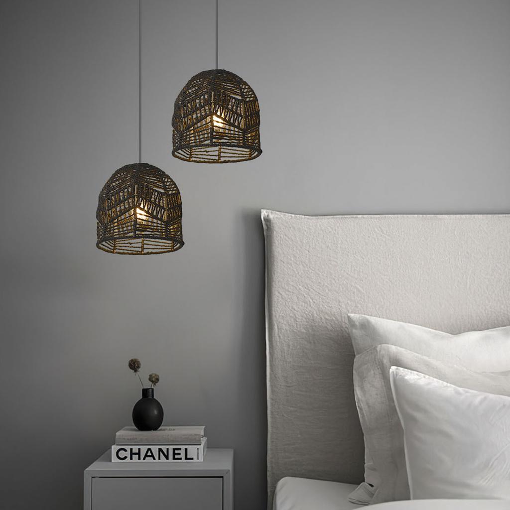 Paper Rope Lamp Shade – Handwoven Creative Pendant Light Fixture, Elegant Decor for Bedrooms, Homestays, Hotels & Restaurants