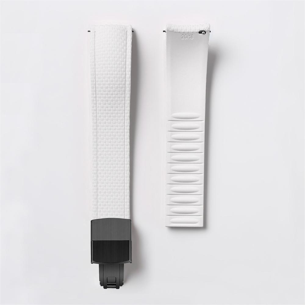 

FKM Watch Band Fluoro Rubber Strap 18/19/20/21/22/24mm Quick Release Folding Clasp Cut to Size Replace Watch Bracelet for Men Women 18mm чёрный/белый