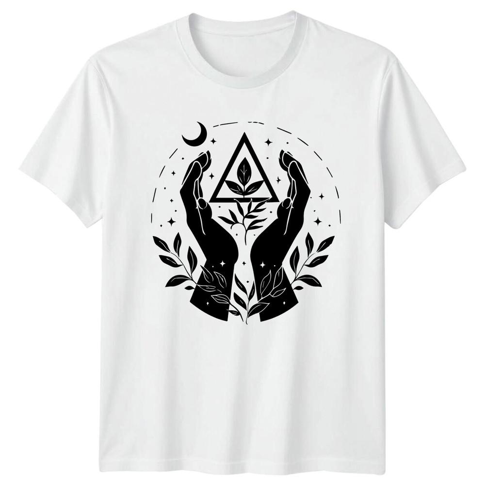 Witchy Hands Plant Triangle Celestial Moon Magic TShirt S