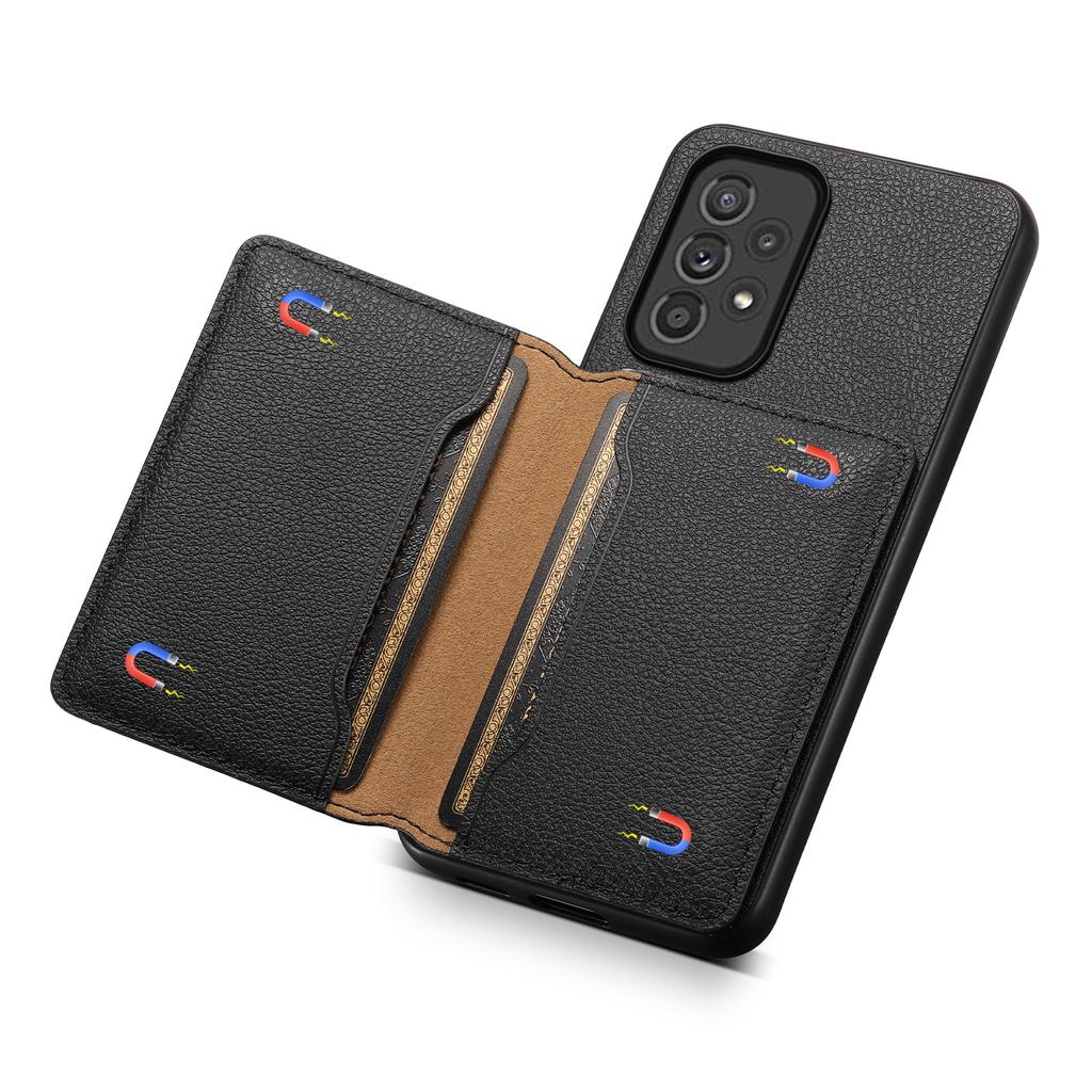 For Samsung Galaxy A33 5G Card Slots Case Kickstand TPU+PC+PU Phone Cover