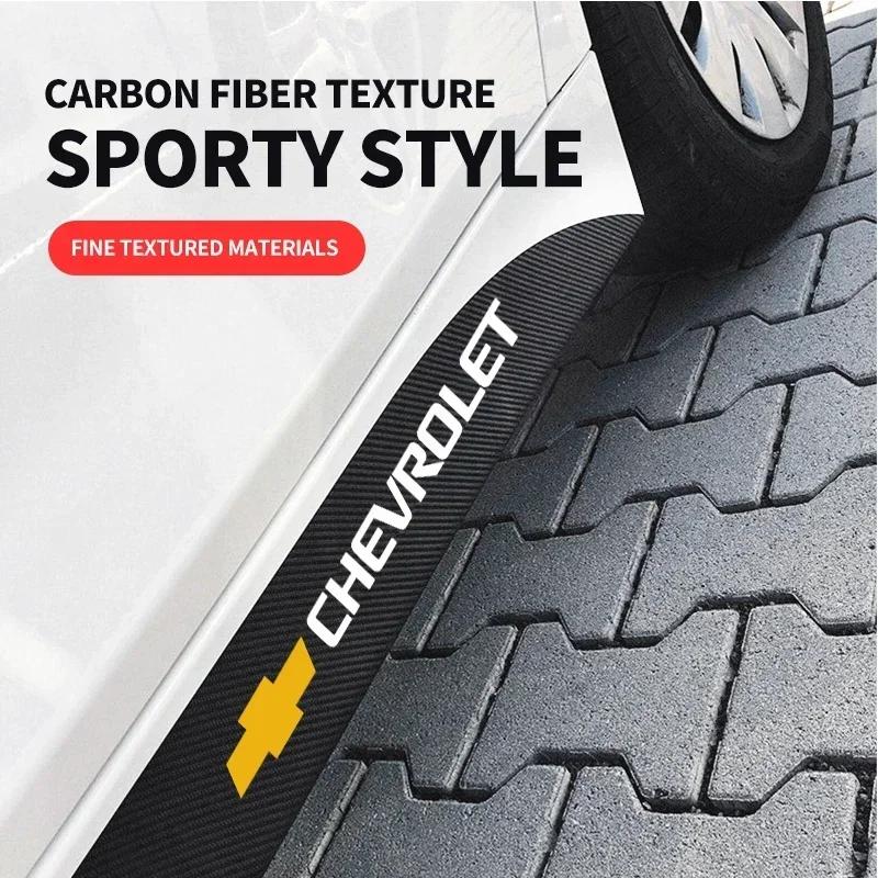 EHN5 2pcs Car Door Side Skirt Sill Stripe Carbon Decals Accessories For Chevrolet Spark Captiva Cruze Tracker Orlando Trax Epica
