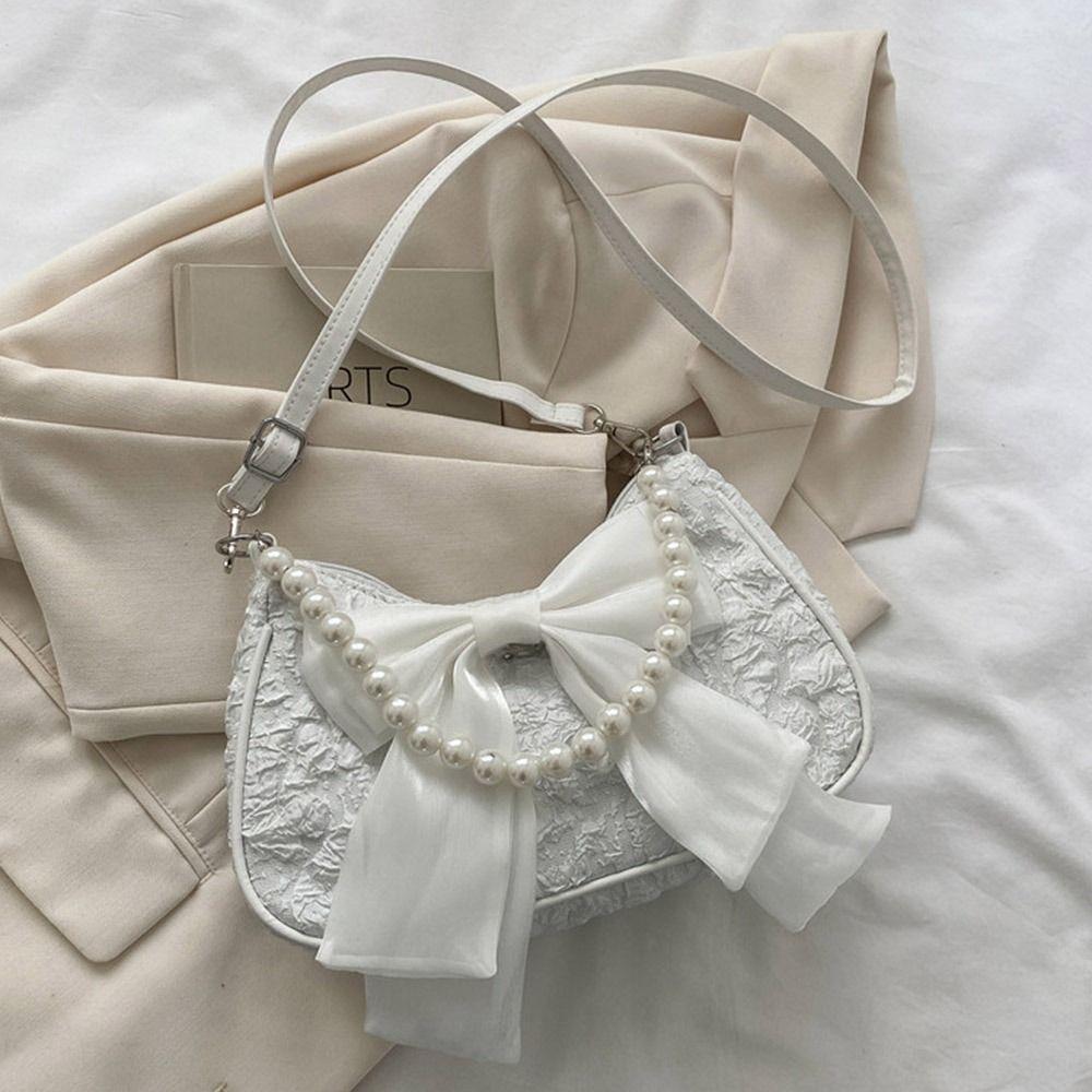 

Велика місткість, модна сумка з перлами, ретро-сумки через плече, подарунки, сумки для покупок білий