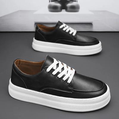 Men Fashion Leather Vulcanized Shoes Male Lace-up Walking Sport Shoes Outdoor Thick Bottom Driving Shoes Casual Business Shoes