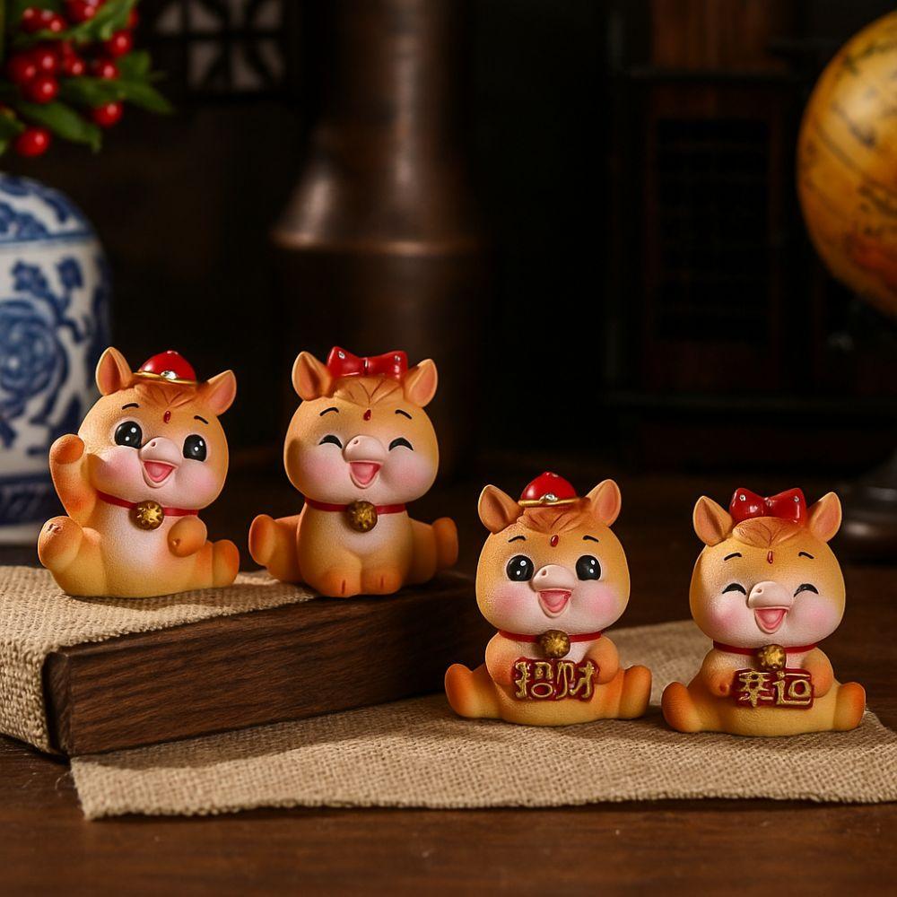 Resin 2026 Horse Year Figurines Year of The Horse Chinese Zodiac Horse Mascot Lifelike Decorative Horse Statue Home Party Decor