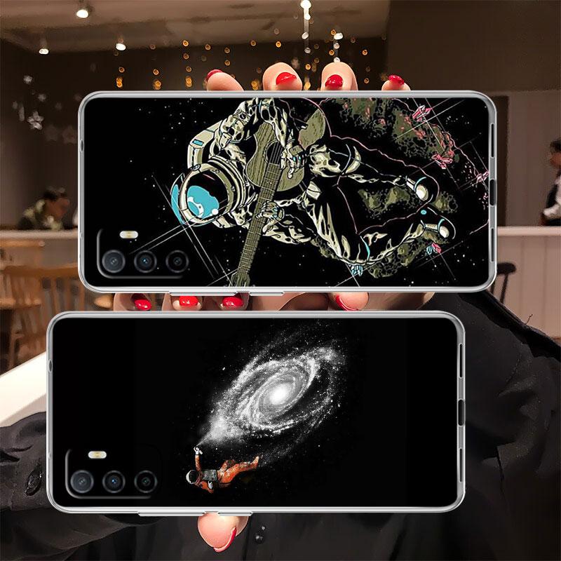 IK2 Abstract Space Astronaut Transparent Phone Case for Motorola Moto G7 G8 G9 G84 G85 G73 G24 G15 Z2 Play Power Plus