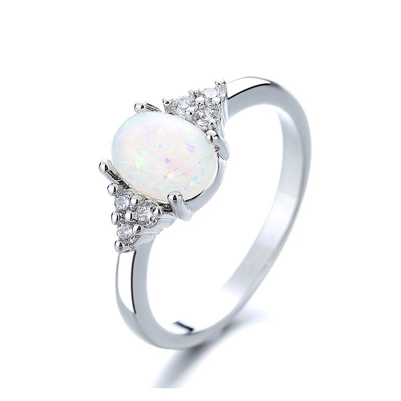 Opal Eiförmiger Retro Femininer Ring - Weiß, Schlicht, Kreativer Schmuck