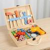Wooden Toy Pretend Play Tool Set with Case Educational Kit for Young Children,