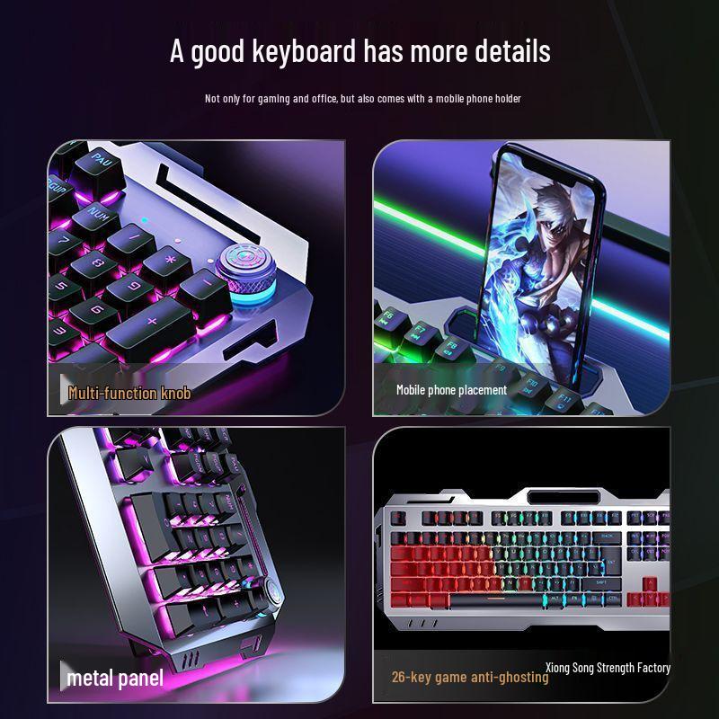 Pioneer 810 Gaming Set: Mechanical Feel Keyboard, Mouse, Headset with Knob