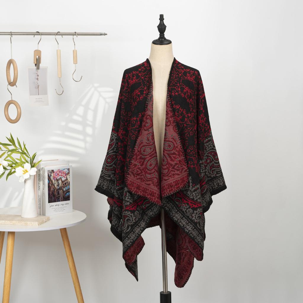 Vintage Printed Cape Cardigan Shawl, One Dress And Three Wears Ethnic Style Shawl, Women'S Travel Scarf