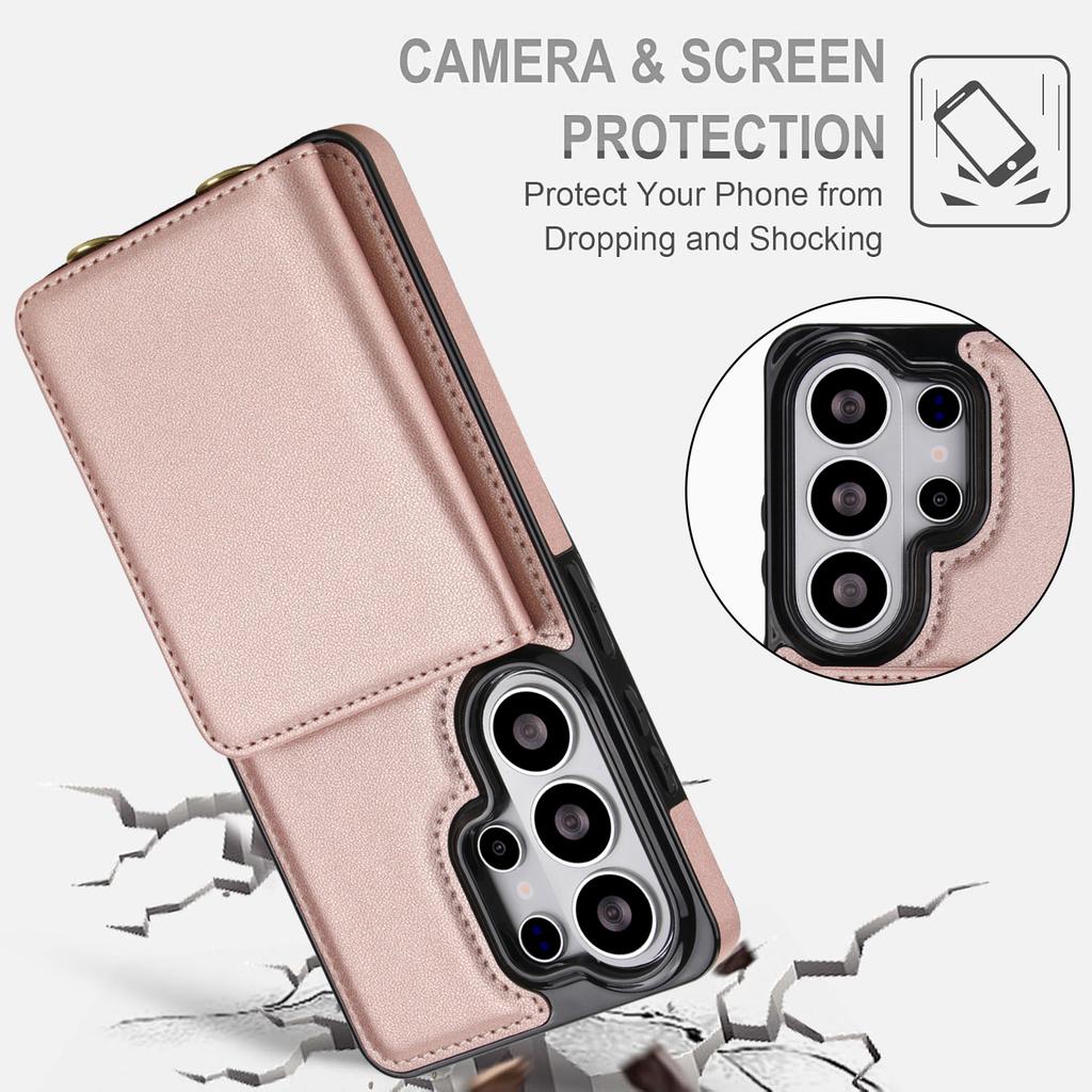 Crossbody Cards Solt Wallet Leather Case For Samsung Galaxy S26 Ultra S25 Edge S24 Plus A16 A26 A36 A56 RFID Bag Lanyard Cover