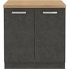 Low Cabinet with 2 Hinged Doors and Worktop - Matt Grey - L 80 X D 51.6 X H 82 Cm - LASSEN