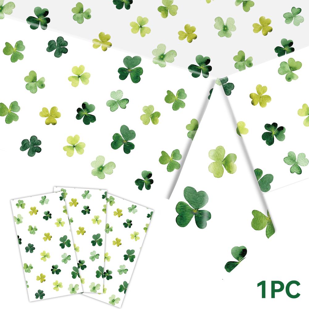 St. Patrick's Day Clover Tablecloth Decorations 2025 Clover Printed Tableclot Rectangle Table Cover St. Patrick's Day Party Decoration
