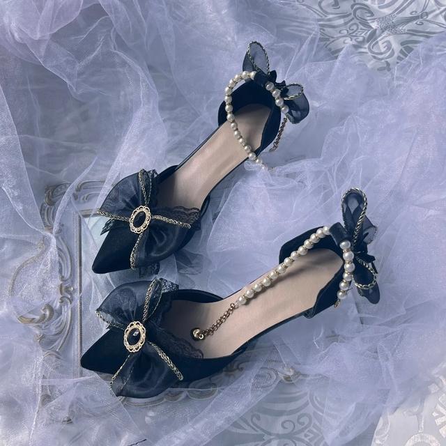 Cosplay ve stylu retro Court Cosplay Květina Svatba Dívka Tajemná Elegantní Klenot na čajový dýchánek Perla Mašle Krajka Hedvábný Satén Boty na vysokém podpatku 9 cm