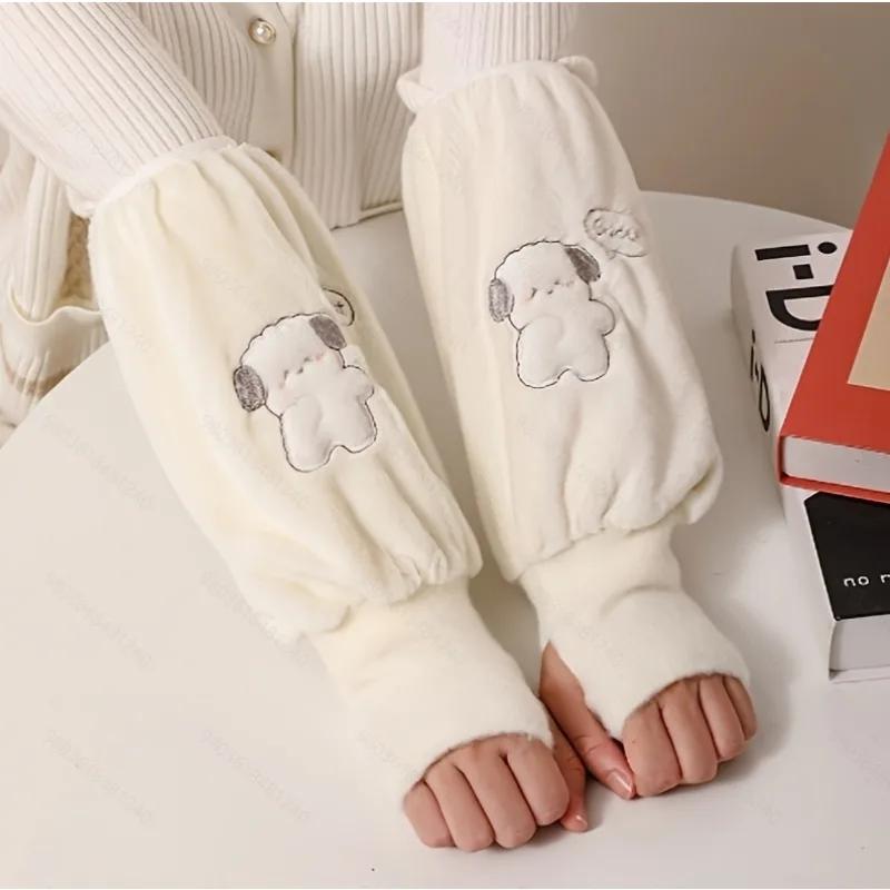 

1pair Office Thermal Sleeve Covers for Women, Long Arm Warmers To Protect Coat Sleeves, Anti-Dirty for Fall & Winter белый