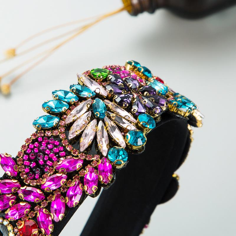 Haarband für Damen, Barock, Retro, übertrieben, farbiges Glas, Kristall, Blume, Persönlichkeit, Super-Flash-Kopfbedeckung
