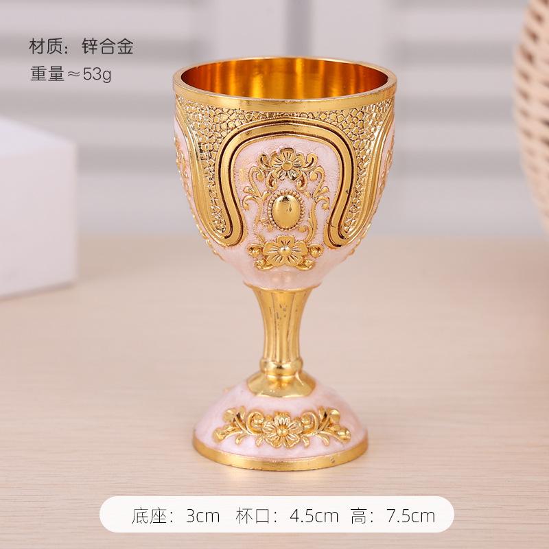 25ml Wine Glasses Vodka Goblet Bronze Liquor Spirits Cup Mini European Retro Relief Castle Wedding Tumbler for Party Decoration