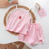 Costum cu bretele de vară pentru fete Pantaloni scurți cu mânecă scurtă Vestă subțire pentru copii Îmbrăcăminte pentru copii Comerț cu ridicata în două piese Set de pantaloni scurți cu bretele
