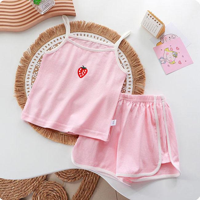 Costum cu bretele de vară pentru fete Pantaloni scurți cu mânecă scurtă Vestă subțire pentru copii Îmbrăcăminte pentru copii Comerț cu ridicata în două piese Set de pantaloni scurți cu bretele