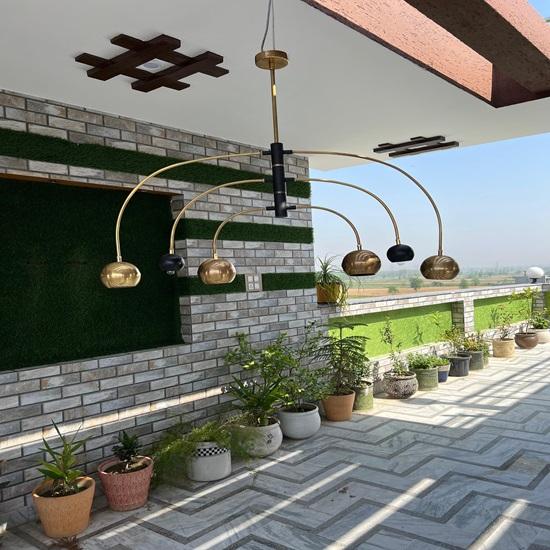 6-Light Adjustable Arm Chandelier Design In Raw Brass Elegant Rotating Ceiling Light Fixture for Living Room Kitchen