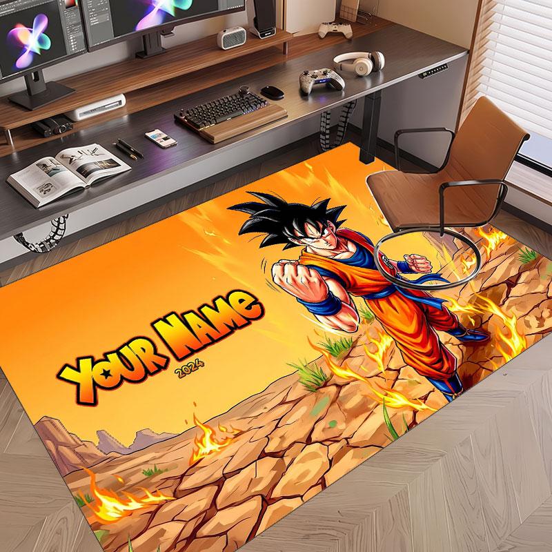Custom Name Crystal Velvet Rug,Dragon Ball Comfortable Anti Slip Floor Mat For Room Decoration
