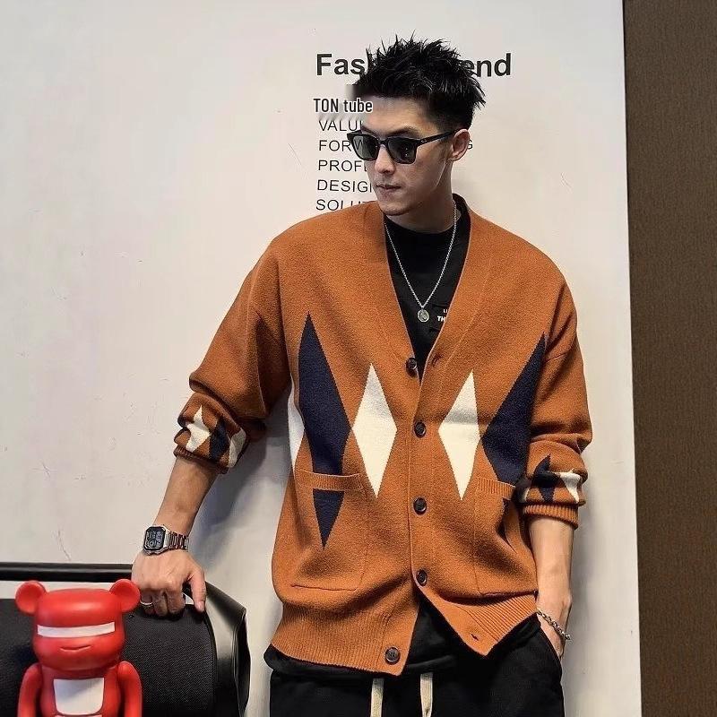 Cardigan en maille tendance coupe ample pour homme - Style Hong Kong High Street Printemps