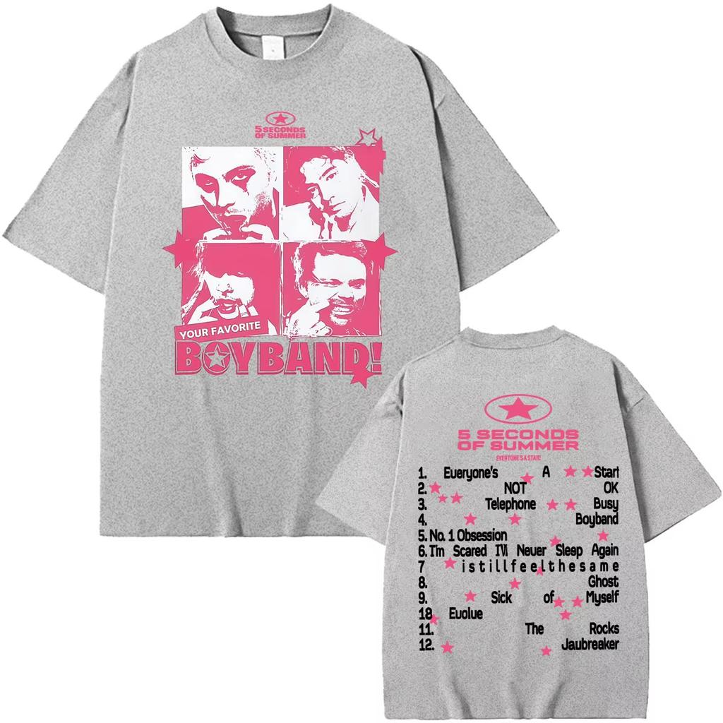 5 Seconds of Summer Everyone's A Star World Tour 2026 T Shirt Men Women Fashion Hip Hop Rock Punk Oversized Short Y2k Short Sleeves Classic