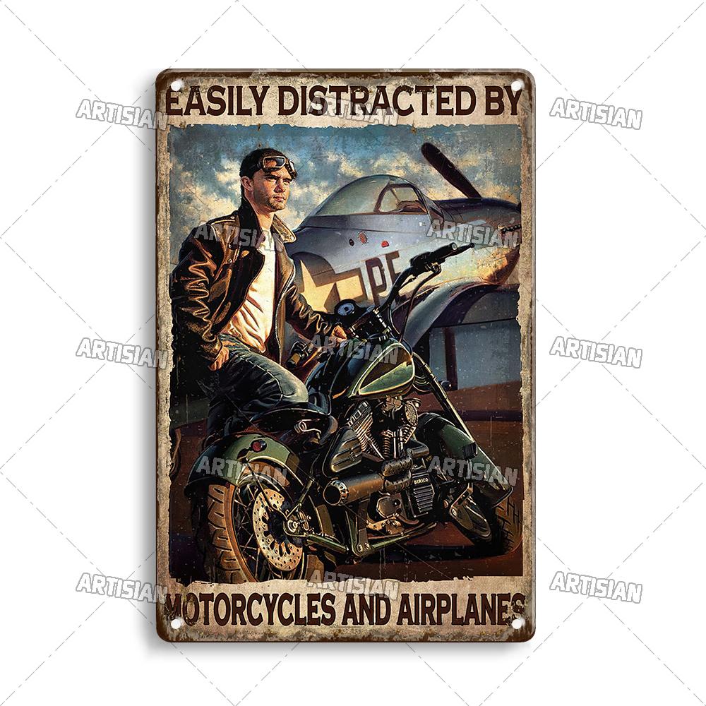 Artisian Motorcycle Metal Poster Motorbike Tin Plaque Racing Riding Decorative Plate Wall Decor Garage Bar Pub Club Hotel Cafe