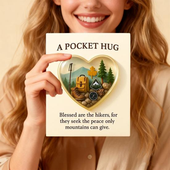 Camping Pocket Hug with Inspirational Cards Heart-Shaped Hiking Pocket Hug Keepsake Token Hikers Campers Nature Enthusiasts Gift