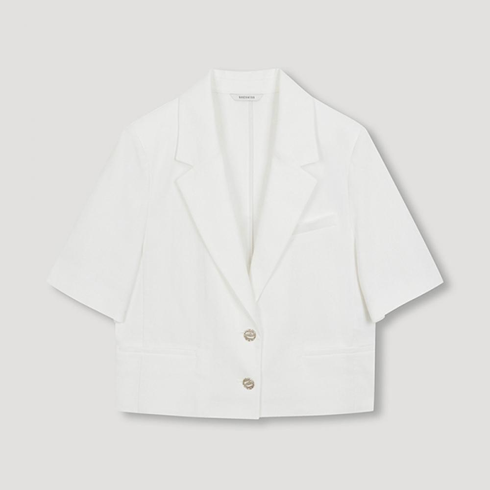 

She S miSS Herringbone Short Sleeve Jacket Swwjkn22090 Ow off-white/55