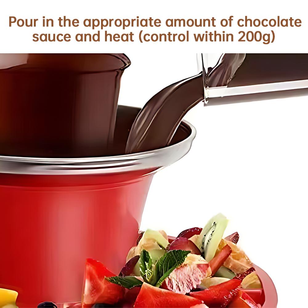 3 Tier Electric Chocolate Fountain Machine with Tray Food Grade Non Stick Stainless Steel White