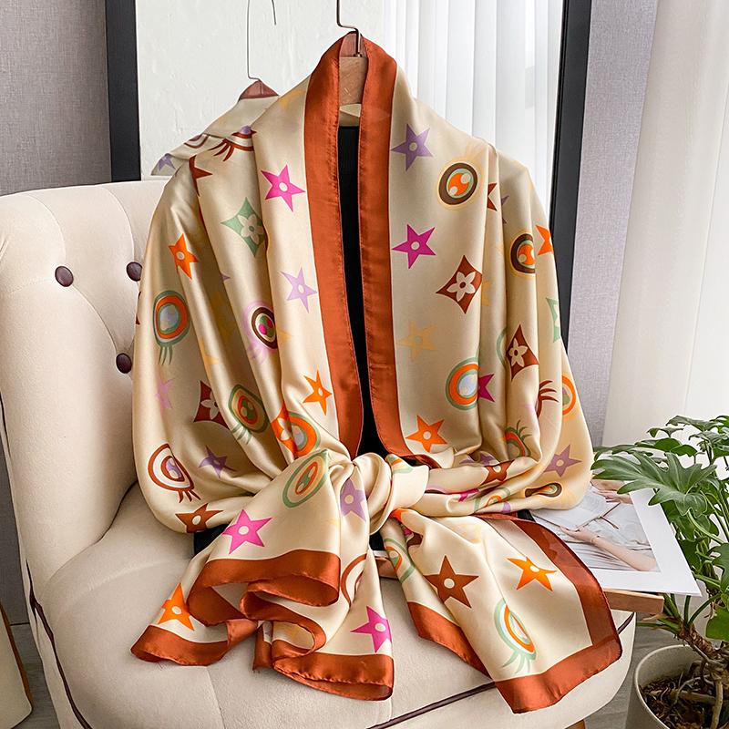 Soft Cotton Linen Printed Large Scarf Women'S Spring Autumn Winter Neck Warmer Skin-Friendly Versatile Stylish Shawl