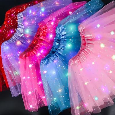 Luminous Tulle Ballet Skirt - White Mesh Short Petticoat for Girls