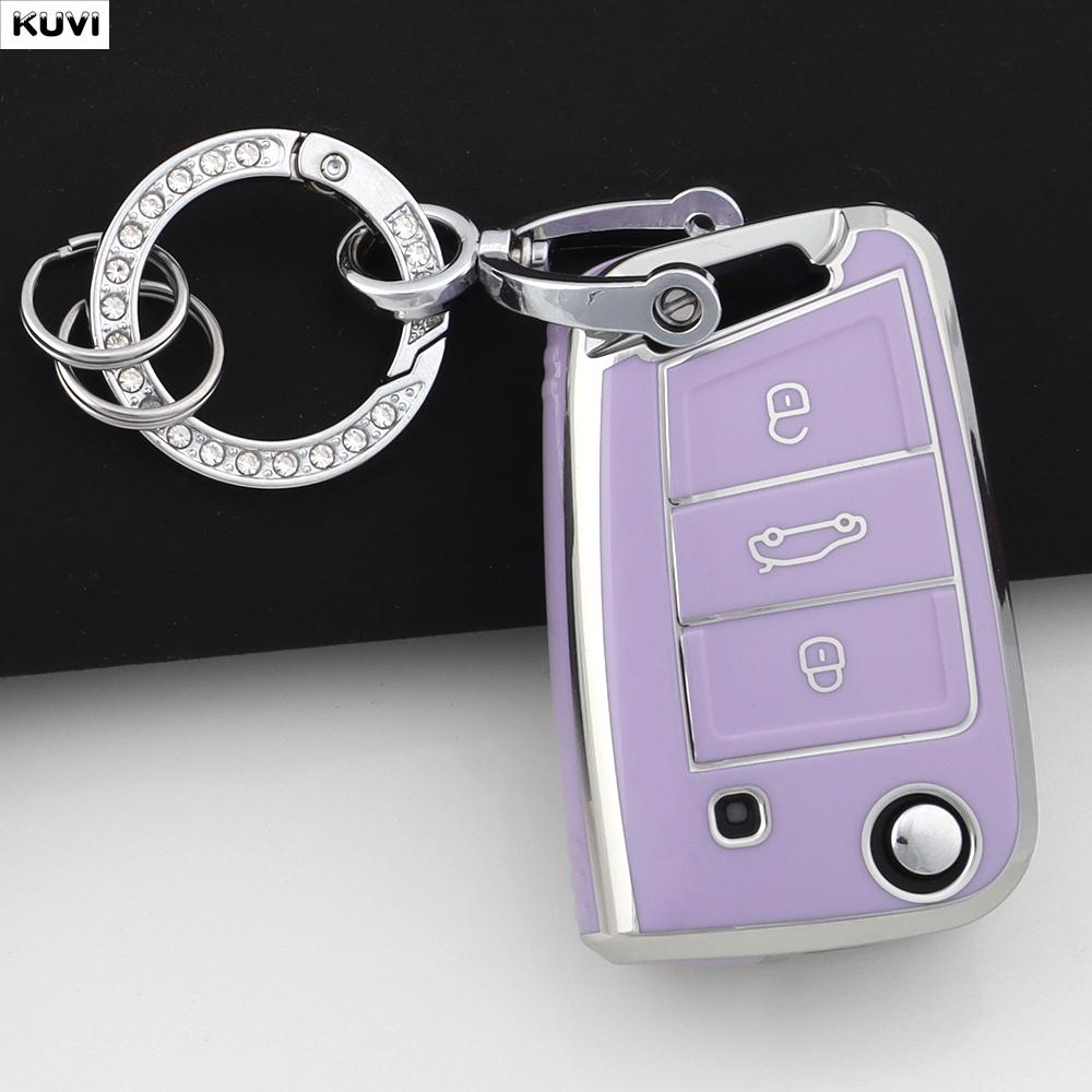 Soft TPU Car Key Case Cover For 3 4 Buttons VW Volkswagen Golf 7 MK7 Tiguan MK2 For SEAT Ateca Leon FR 2 Ibiza For Skoda Octavia